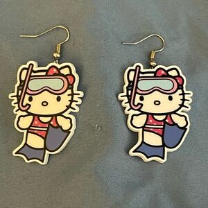 Diver Cat Earrings with Snorkel